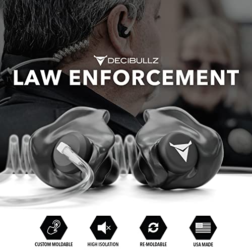 Decibullz Custom Molded Isolation Earpiece for Two-Way Radios, Clear Acoustic Tube Fit