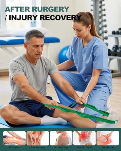Stretching Strap with Loops & Leg Lifter - Green | Non-Elastic Mobility Aid