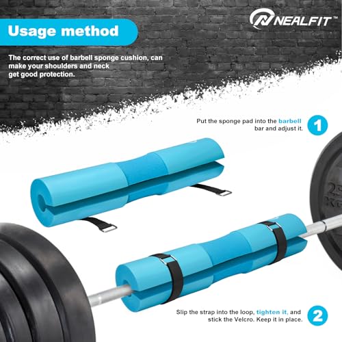 Squat Barbell Pad - Foam Pad for Weightlifting & Hip Thrusts - Cyan