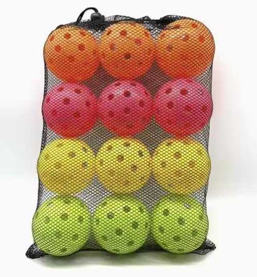 Pickleball Balls,pickleballs,12 Pack Outdoor Pickleball Balls,Bright Multi Colors 40 Hole Durable Plastic picklebaal Game,Training & Tournament Play.