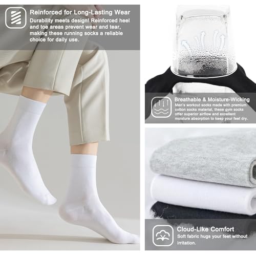 6 Pairs Quarter Length Ankle Socks for Men & Women - White