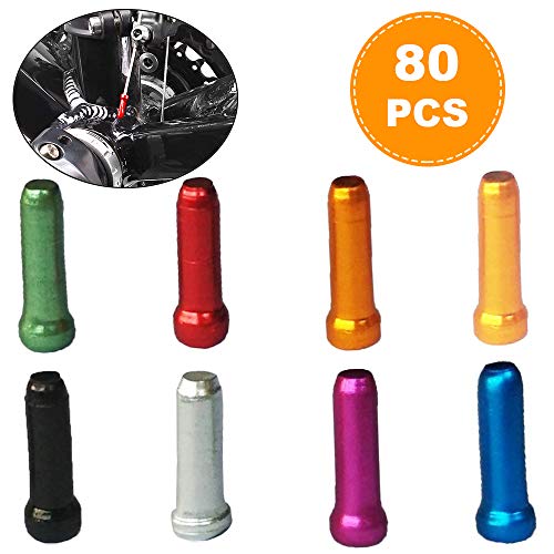 80 Pcs Alloy Cable End Caps for Bike Brake & Shifter - 8 Colors