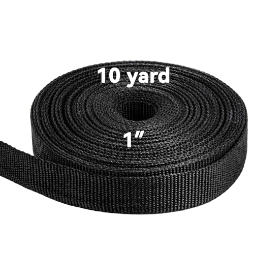 1 Inch x 10 Yard Black Polypropylene Webbing for Lawn Chairs