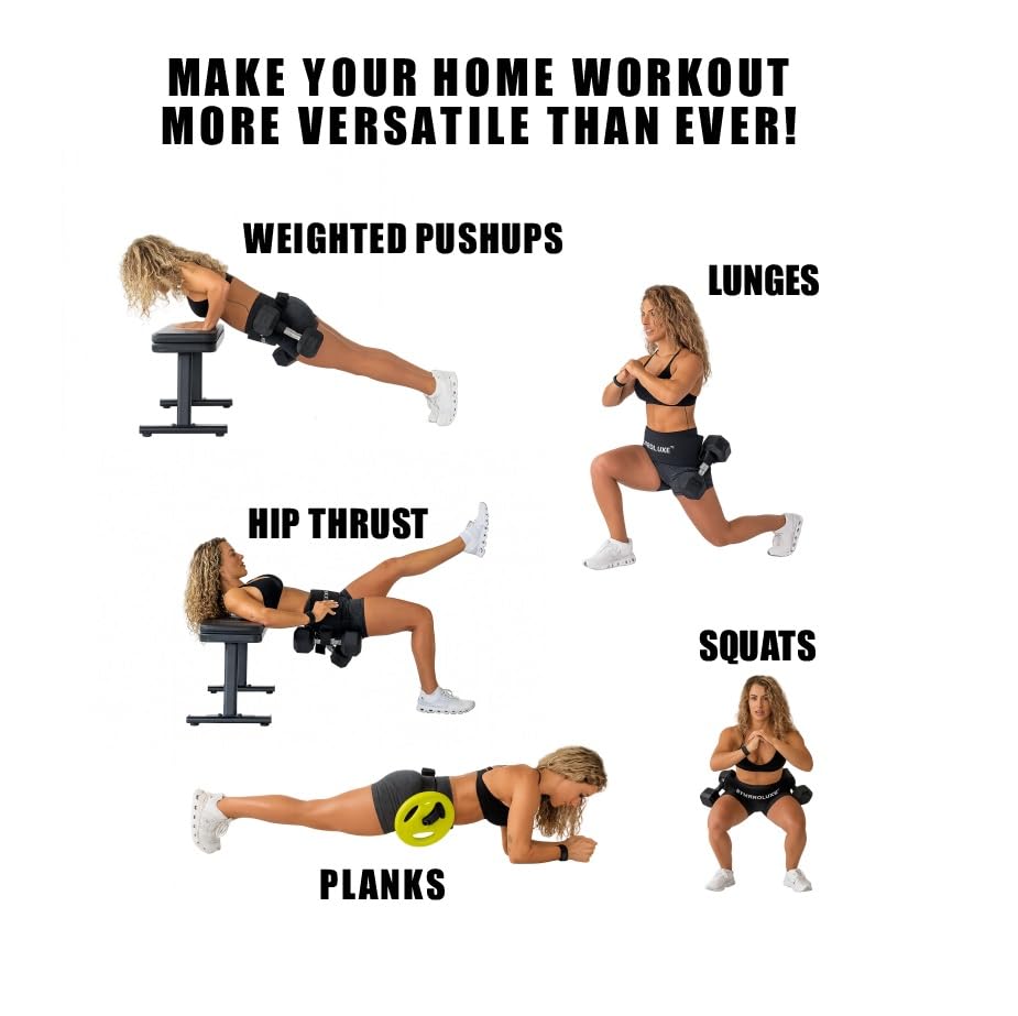 Hip Thrust Belt for Dumbbells - Booty Trainer & Glute Workout Equipment - Booty Belt for Hip Thrust - Yoga Ball - Magnetic Towel – at Home Gym Essentials for Women