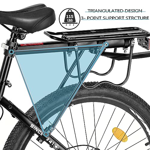 Bike Cargo Rack with Fender & Reflective Safety - Large Size