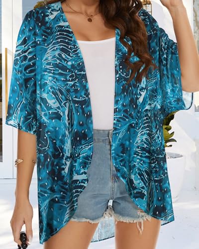 Women's Floral Kimono Beach Cover Up - Chiffon Cardigan
