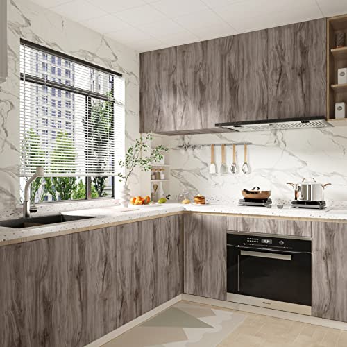 CRE8TIVE Matte Grey Washed Wood Contact Paper Peel and Stick Wood Wallpaper Removable Rustic Wood Grain Contact Paper for Countertops Waterproof Faux Wood Vinyl Wrap for Bedroom Cabinets Table 12"x80"