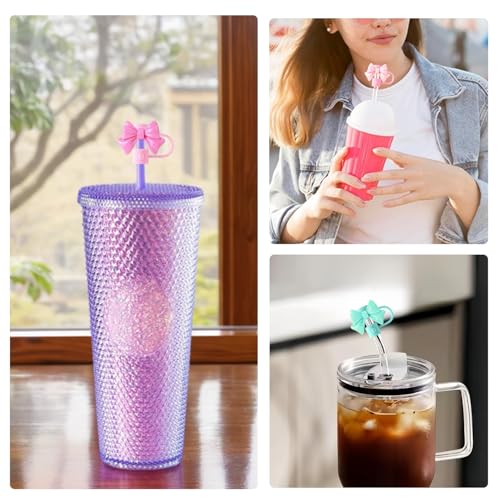 Silicone Bow Straw Covers for Starbucks Cups - 6 Pack