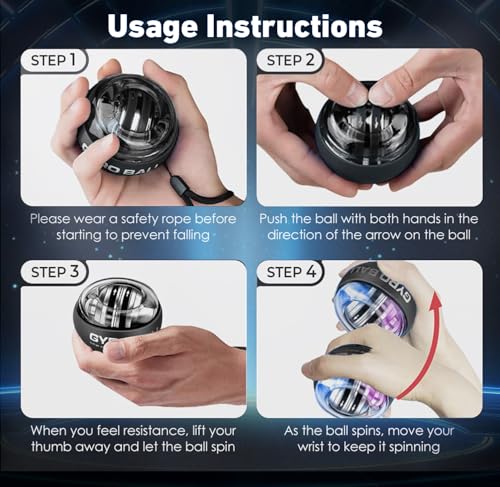 Gyro Ball Wrist Trainer with Colorful Lighting - Blue
