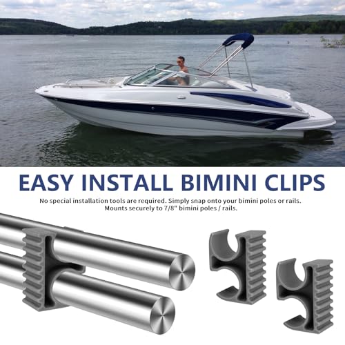Bimini Top Pole Clips - 7/8-Inch Boat Support Clips (2 Pack)