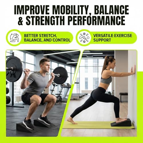 Pack of 2 Squat Wedges - EVA Foam Exercise Blocks for Yoga and Fitness