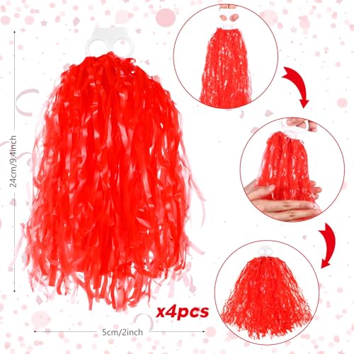 Cheerleading Pom Poms - 4 Pack Light Red Streamers