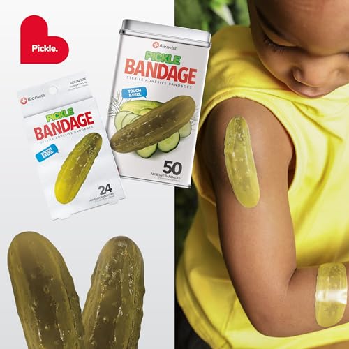 Pickle-Shaped Adhesive Bandages - Latex Free, 24 Count