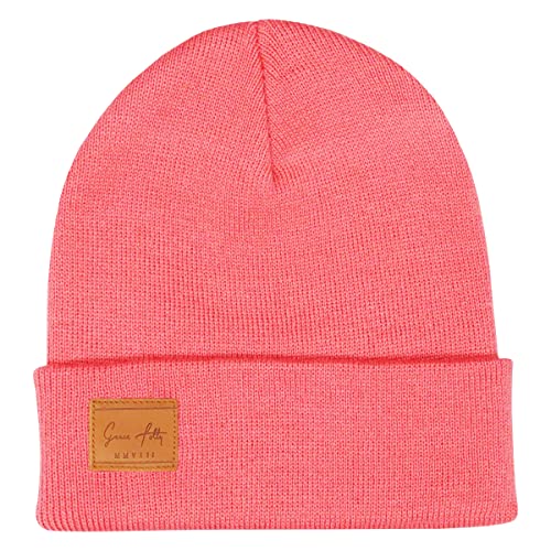 Folded Cuff Beanie Hat - Lightweight Breathable Winter Cap - Pink
