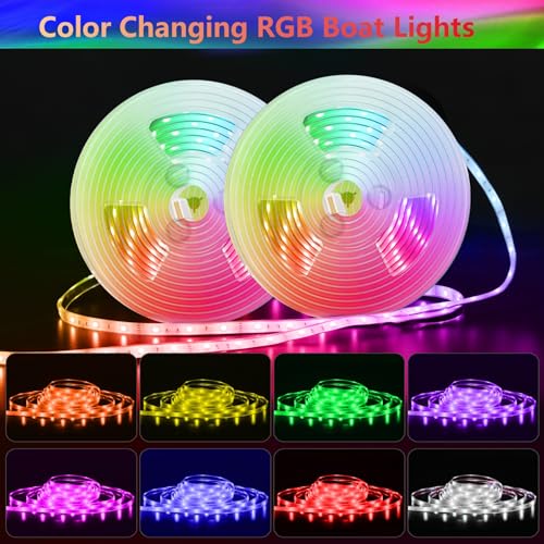 Vbakor Waterproof 50FT RGB Marine LED Strip Lights for Boats, Pontoon & Yacht