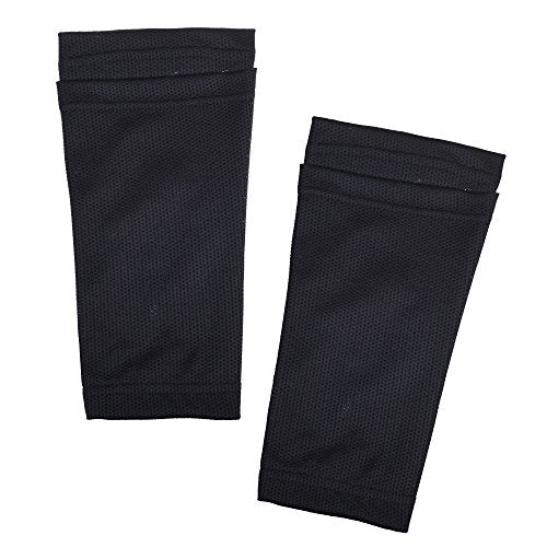Youth Soccer Shin Guard Sleeves - Black Protective Leg Sleeves with Pouch