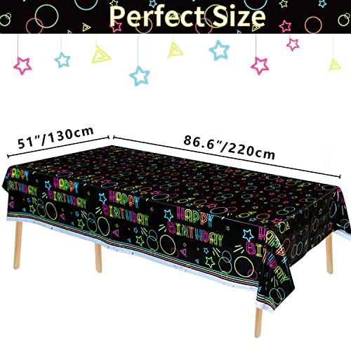 3 Pack Neon Plastic Tablecloths - Glow Party Decorations 51"x86.6"