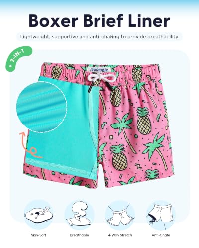 Boys Swim Trunks with Compression Liner - 10-12 Years / Rose Coconut