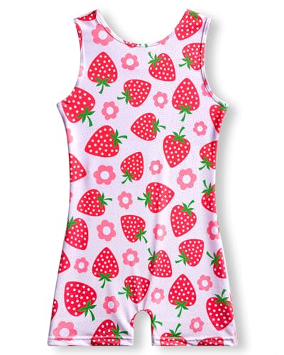 Gymnastics Leotard for Girls with Built-in Shorts - 2-3T Strawberry