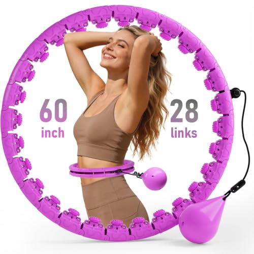Adjustable Fitness Hoop for Beginners - Purple, 28 Links, 30-60in Waist
