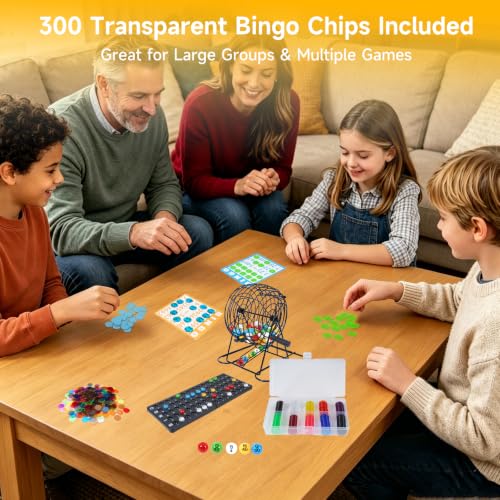 Nugnurt Deluxe Bingo Set with Laser Engraved Balls & Storage Bag - Family & Group Game Kit