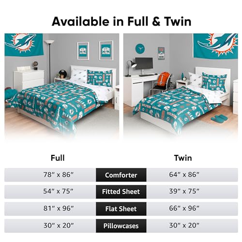 Miami Dolphins Twin Bed in a Bag Comforter Set - 5-Piece Bedding