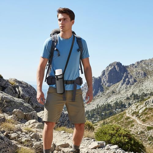 2 PCS Mesh Water Bottle Carrier with Adjustable Strap - Black & Purple