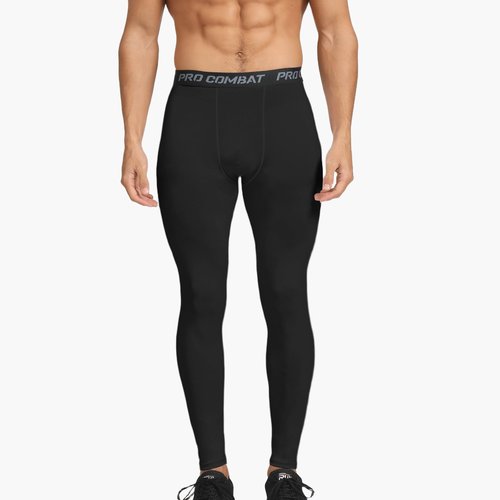 HYCOPROT 4 Pack Men's Compression Pants Tights Athletic Leggings Cool Dry Workout Baselayer Bottoms for Running Yoga Gym Black