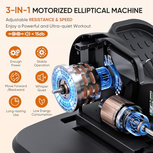 Under Desk Elliptical Machine - 3-in-1 Electric Leg Exerciser, 16 Adjustable Speed & Resistance - Orange