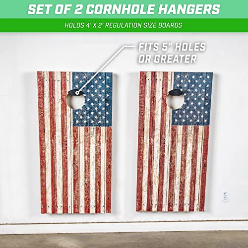 GoSports Wall Mounted Cornhole Board Hangers Set of 2 with Bean Bag Tote