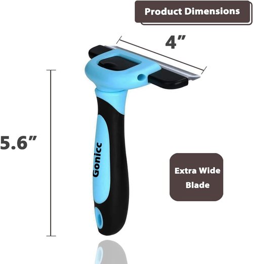 Gonicc Professional Pet De-Shedding Comb Tool - Blue | Effective Grooming for All Coat Types