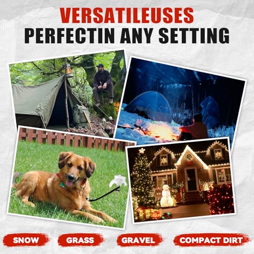White 30 Pack 8-Inch Heavy Duty Metal Tent Stakes - Screw-In, Luminous, Reusable