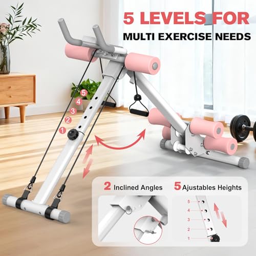 Adjustable Ab Workout Machine - Foldable Core Trainer - White