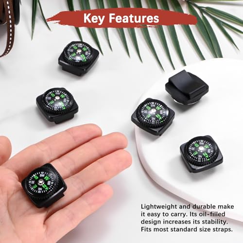 20mm Wrist Compass - 5 Pack Liquid Filled Navigation Tool for Hiking