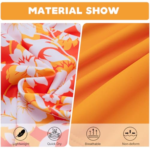 XiaoMoSha Girls 2-Piece Ruffled Bikini Set with Adjustable Straps - Toddler Beach Swimwear 6-7 Years, Orangeflowers