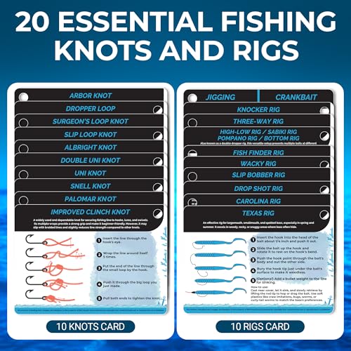 20 Essential Fishing Knots Pocket Guide Card – 4" x 3" Durable Quick