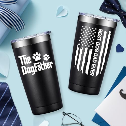 BIRGILT Dog Father Black Tumbler Cup 20 oz - Dog Dad Gift for Men