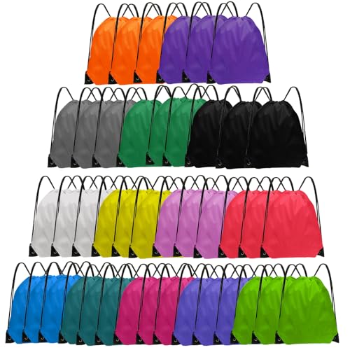 Bulk Drawstring Backpack - 42 Pcs Lightweight Cinch Bags, 16.5x13.4in, 14 Colors