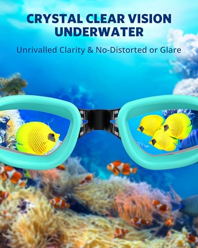 Aegend 2 Pack Swim Goggles for Adults - No Leak, Storage Case, Raspberry-Red White & Light-Blue Silver