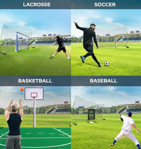 Portable Lacrosse Backstop Net - 20 x 10 Feet with Accessories