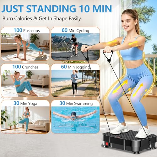 Vibration Plate Exercise Machine - 250 Levels, Auto Mode, Black