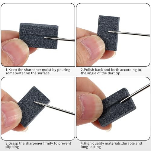 Dart Sharpener Stone - 4 Pack V-Sharp Tool for Steel Tip Darts