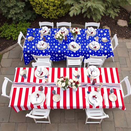 4th of July Tablecloth Set - American Flag Patriotic Design, 2PCS