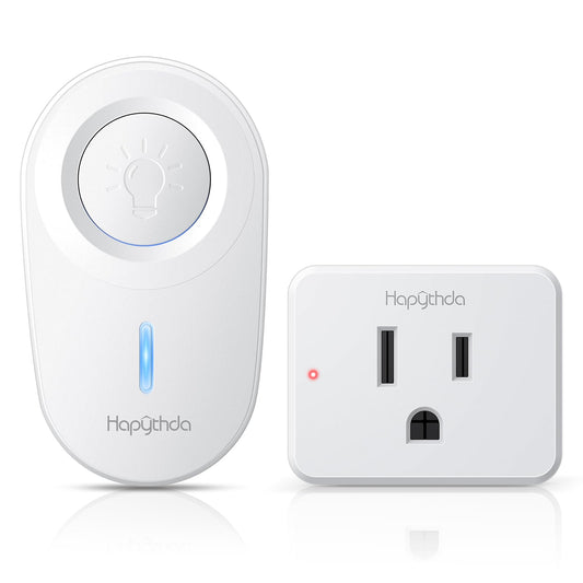 HAPYTHDA Remote Control Outlet Plug, 15A/1500W Remote Outlet Switch, 300ft RF Range Wireless Remote Light Switches, No Wiring Needed for Light, Small Electrical Appliance, Compact Design, TUV Listed