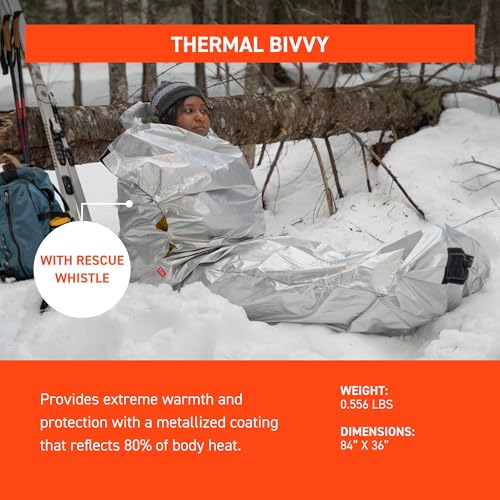 SOL Thermal Bivvy Emergency Survival Tent with Rescue Whistle, 80% Heat Retention, 84x34 Inches