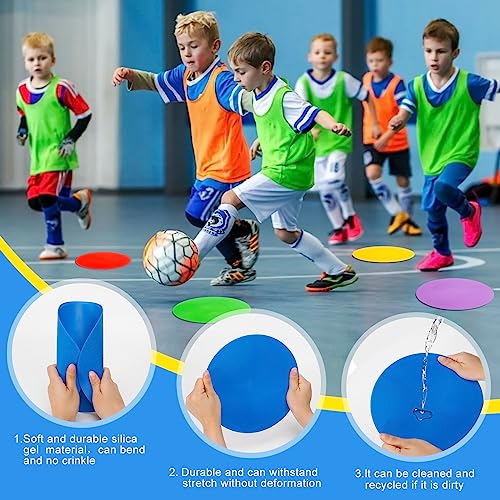 9-Inch Spot Markers Flat Field Cones - 12 Pack for Agility Training