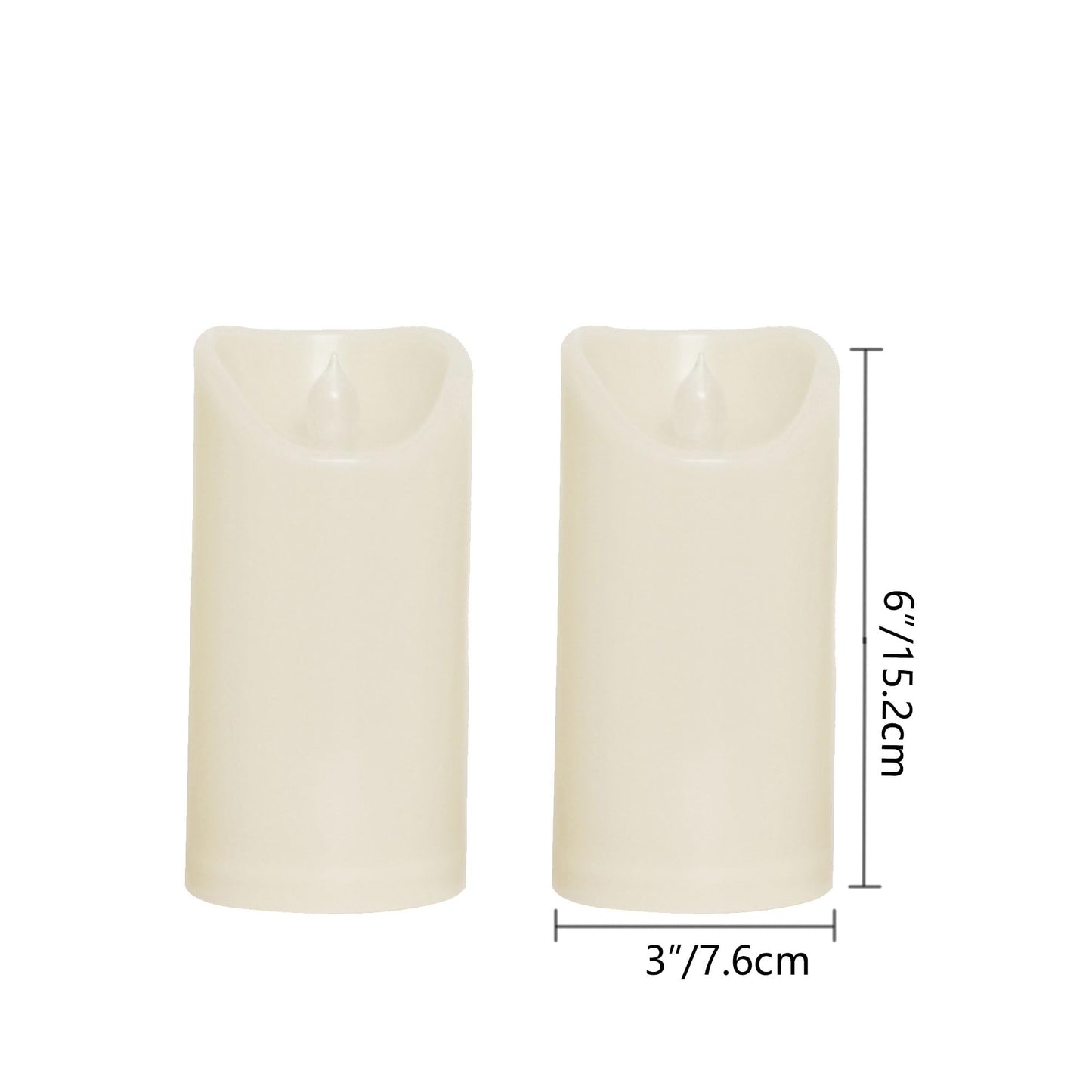 Waterproof Outdoor Battery Operated Flameless Candles with Auto Timer Flickering Plastic Resin Electric LED Pillar Lights for Lantern Patio Garden Wedding Party Decorations 3x6 Inches Ivory 2 Pack