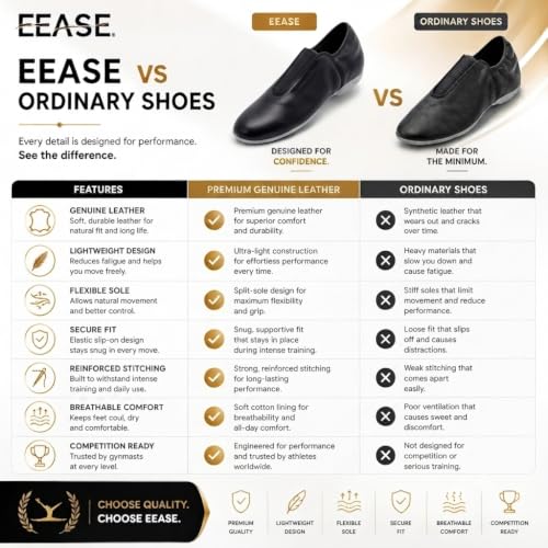 Kids Gymnastic Shoes - Goat Leather Slip-on with Rubber Sole - Black