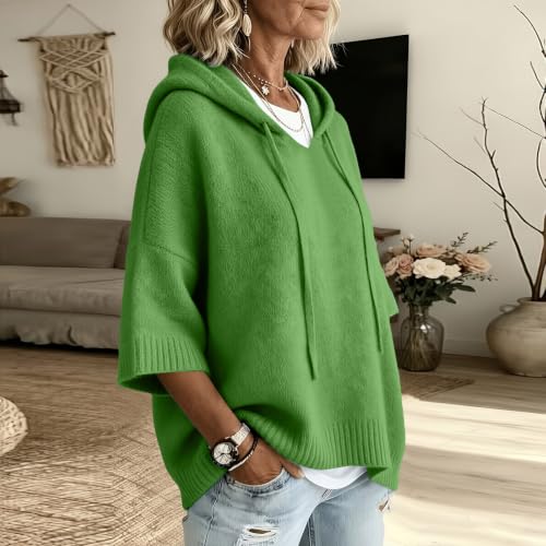 Warm Striped Oversized Hoodie for Women - X-Large Green