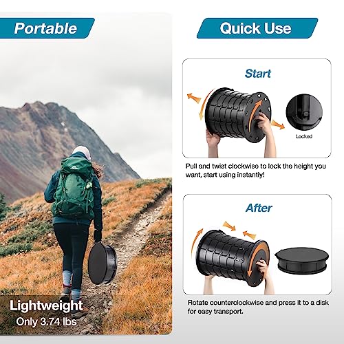 TripTips Carbon Adjustable Height Portable Toilet for Camping – Foldable Travel Rota-Seat